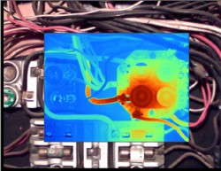 Thermal imaging highlights problem areas in red.
