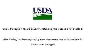 USDA site down because of government shutdown
