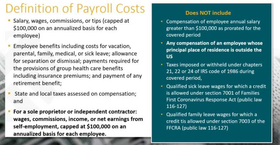 CARES Act Definition of payroll costs