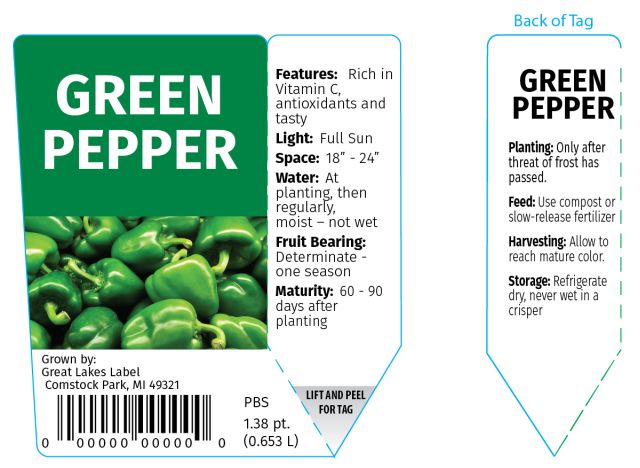Green pepper tag with white background