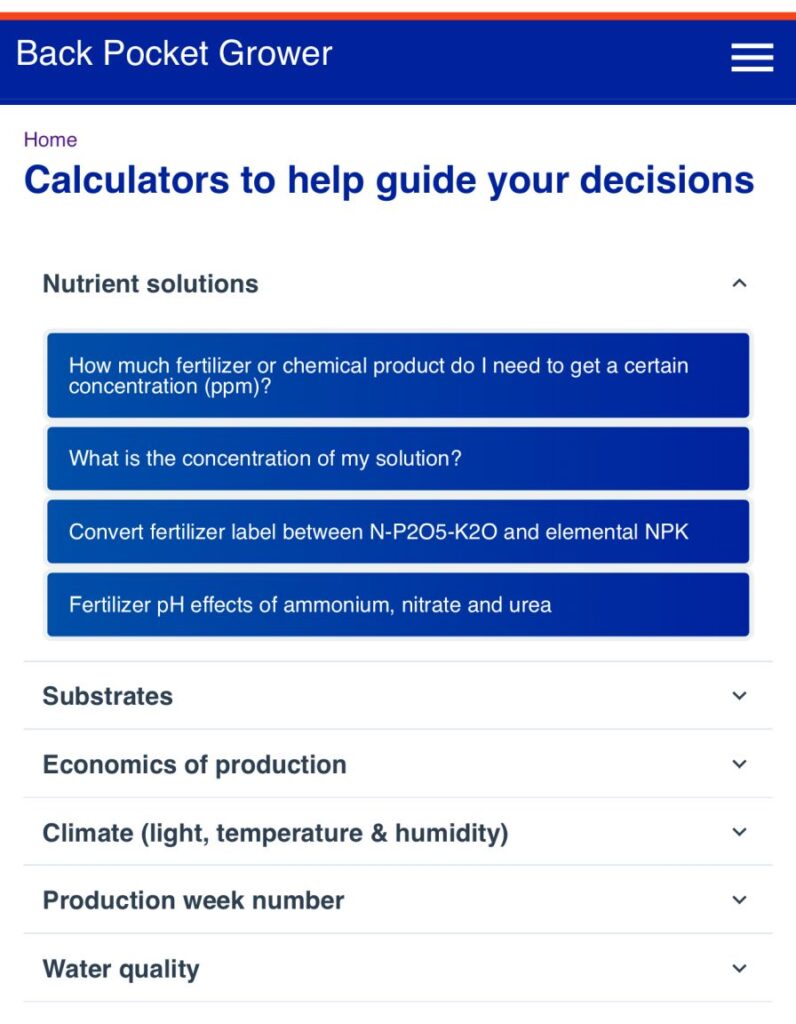 Back Pocket Grower 'Tools' menu