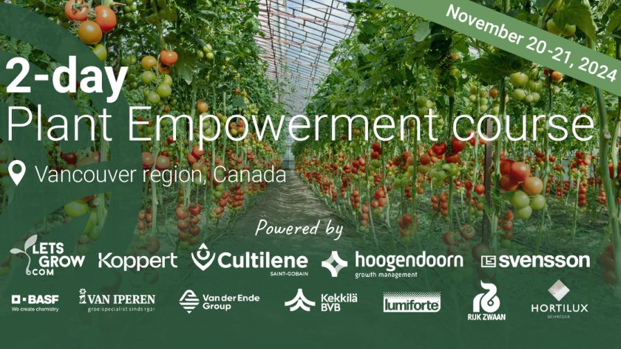 Two-day Plant Empowerment course banner with sponsors and date set against a horticulture field