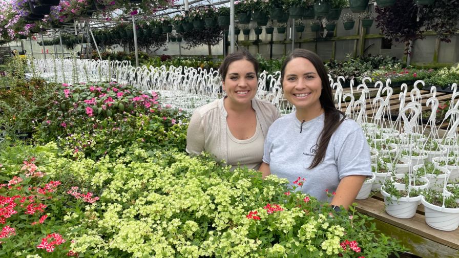 Amy Lane (left) and Ashley Payne (right), the co-owners of Puckett Greenhouses pictured inside one of the company’s greenhouses, regarding labor challenges in the industry