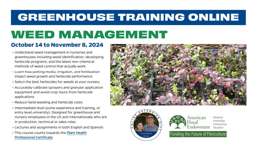 Greenhouse Training Online 'Weed Management' course from University of Florida IFAS Extension