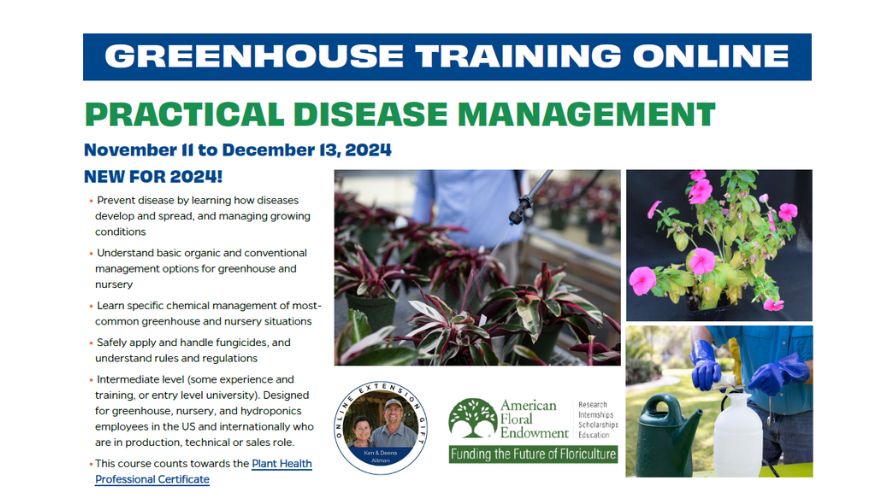 Greenhouse Training Online 'Practical Disease Management' course from University of Florida IFAS Extension