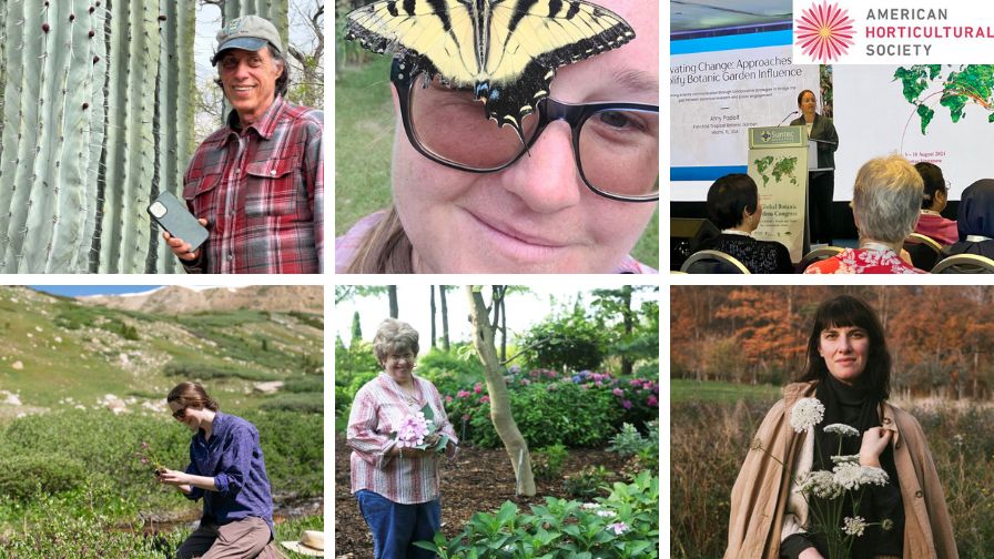 2025 Great American Gardeners Awards winners (Clockwise from top left): Brian Kemble, Amanda Bratcher, Amy Padolf, Amy Merrick, Stephanie Cohen, and Betty Ford Alpine Gardens.