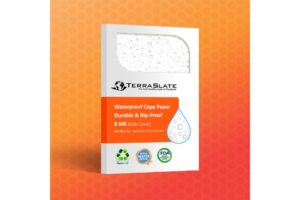 TerraSlate Paper is digital-compatible, durable, rip-proof, waterproof, and can be printed through any laser printer or copy machine.