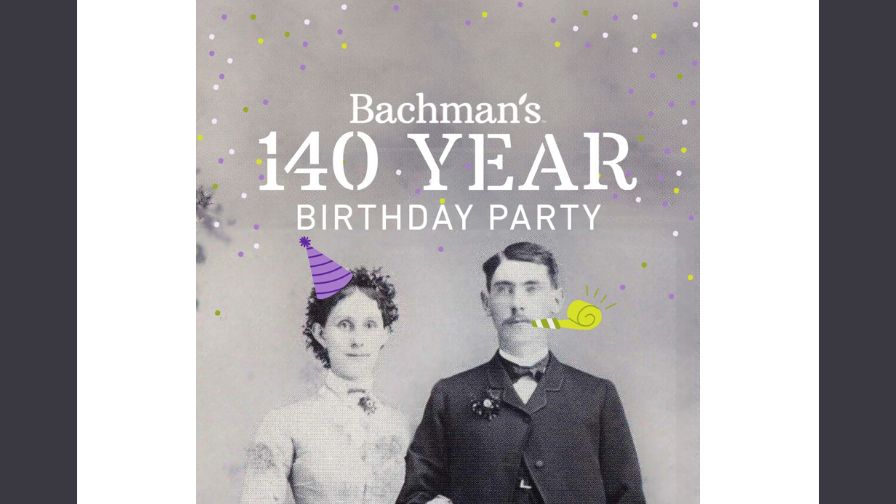 140-Year Birthday Party graphic from Bachman's to celebrate its anniversary.