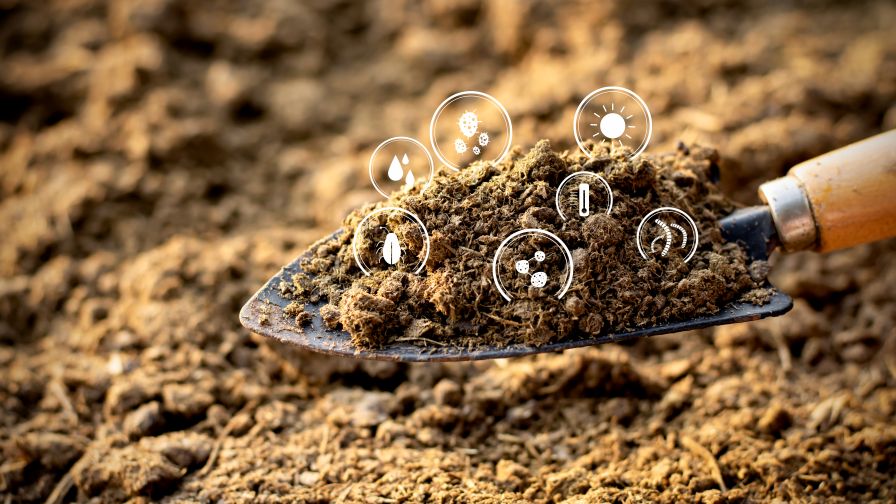 Manure with technology icon around, agricultural.