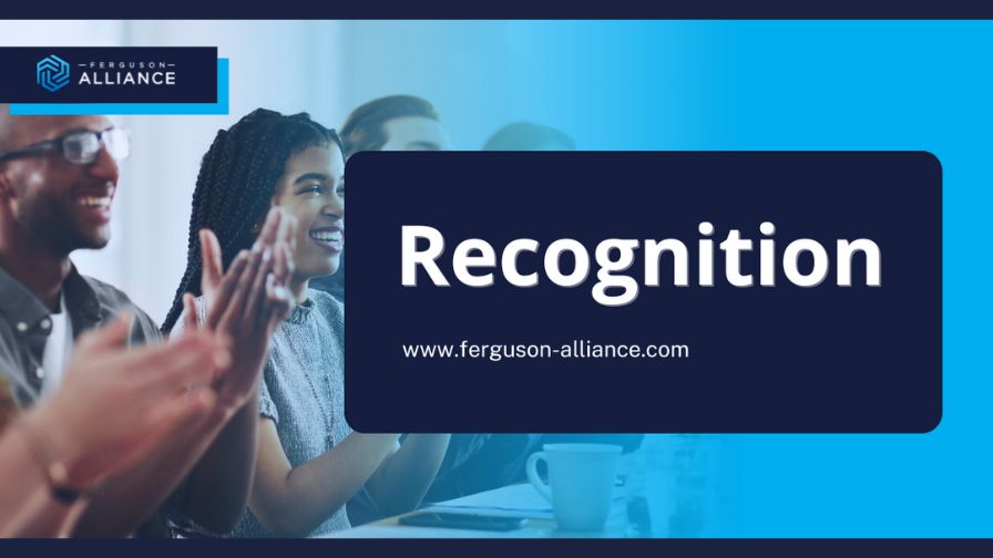 "How to Retain Talent by Using the Power of Recognition" header image graphic from Ferguson Alliance article.