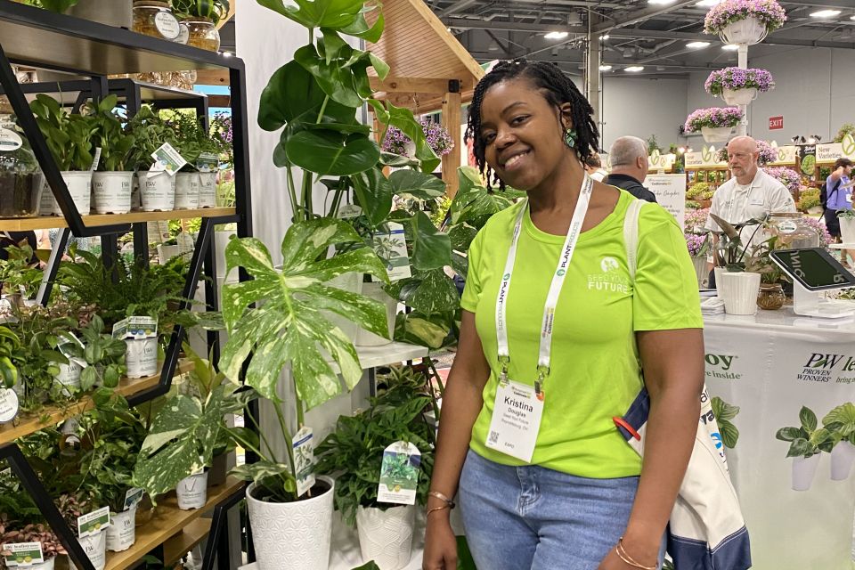 Kristina Douglas visiting The Plant Company booth at Cultivate'25.