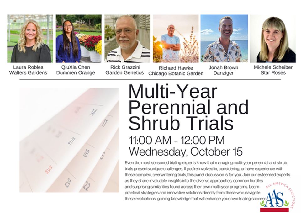 'Multi-Year Perennial and Shrub Trials' educational session graphic from the upcoming 2025 International Plant Trialing Conference.