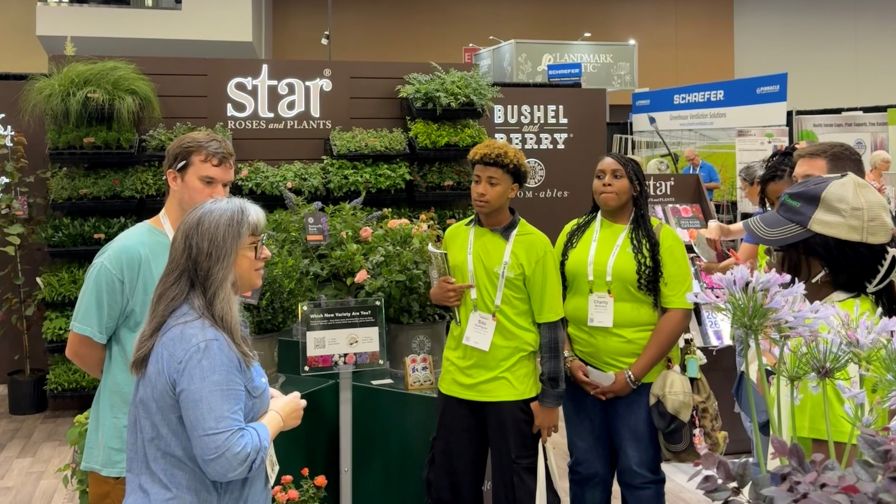 Students at the Star Roses and Plants booth at Cultivate'25.
