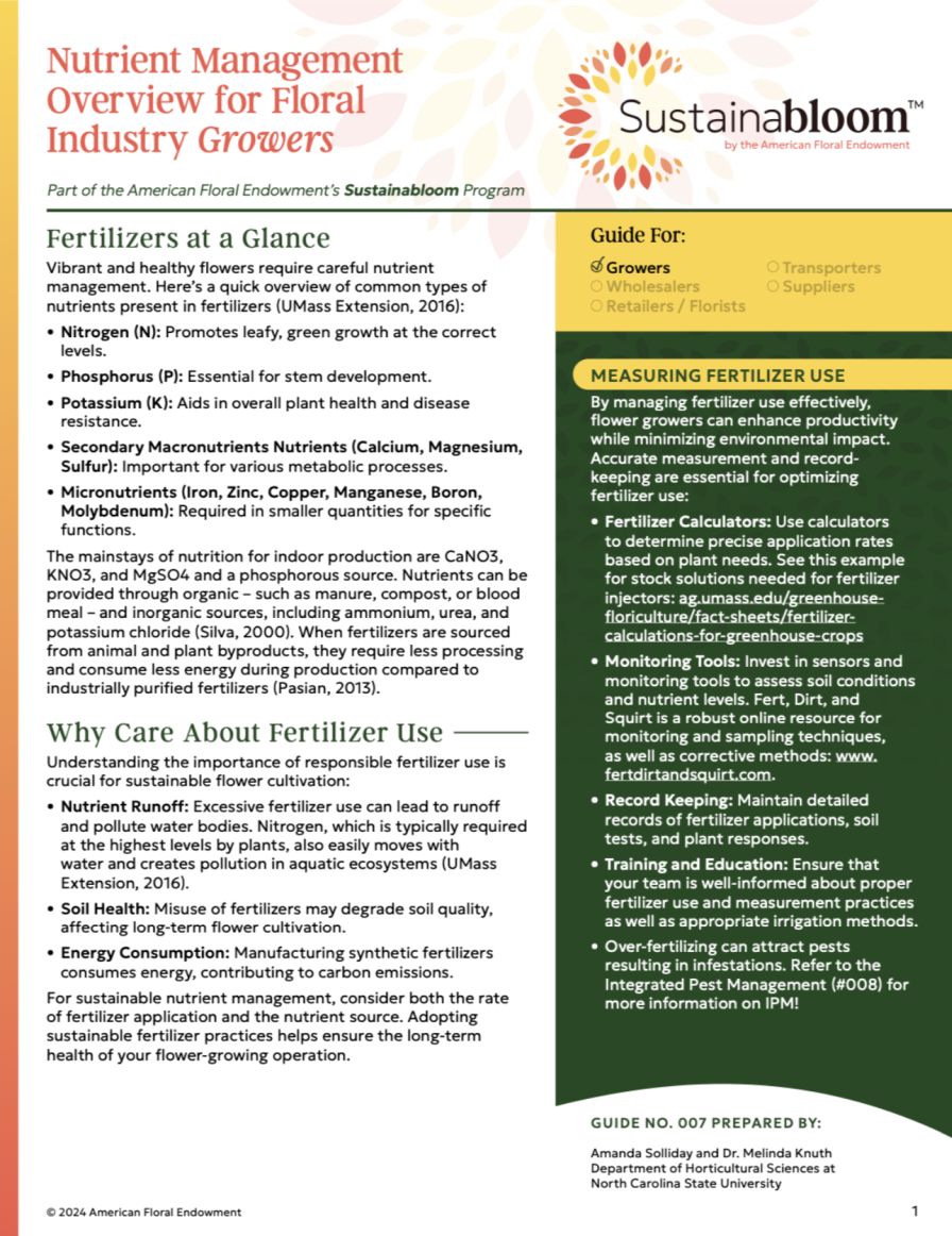 The first page of the Nutrient Management industry guide.