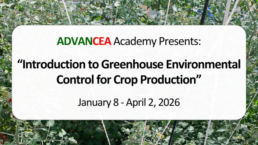 Graphic for the "Introduction to Greenhouse Environmental Control for Crop Production" online course.