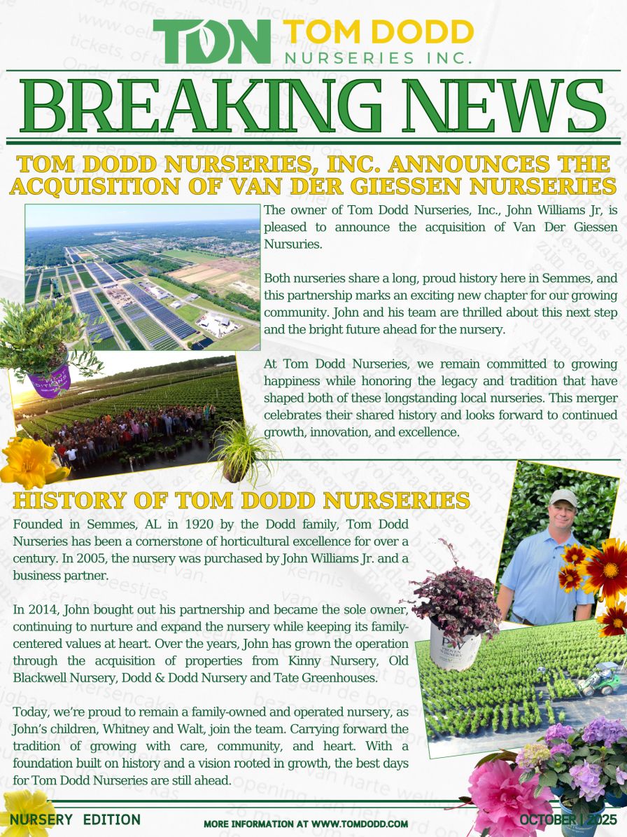 Newsletter announcing the Van Der Giessen acquisition.