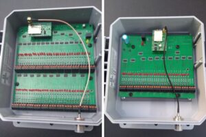 Like the rest of Aivaka's products for retrofitting irrigation systems into wireless setups, these transmitters can connect to 24V-AC valves, pumps, flow-sensors, and moisture sensors without the need for Wi-Fi or Bluetooth.