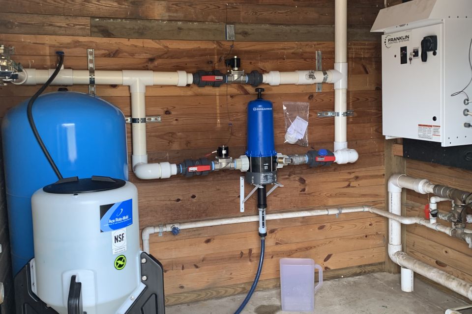 A 100 GPM injector for dosing fertilizer to native plants production. Pinelands Nursery, NJ.