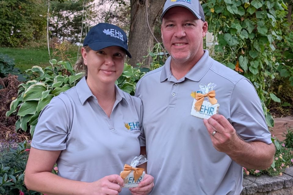 To celebrate its one-year ESOP anniversary, the Eason Horticultural Resources management team sent everyone an EHR cookie and swag.