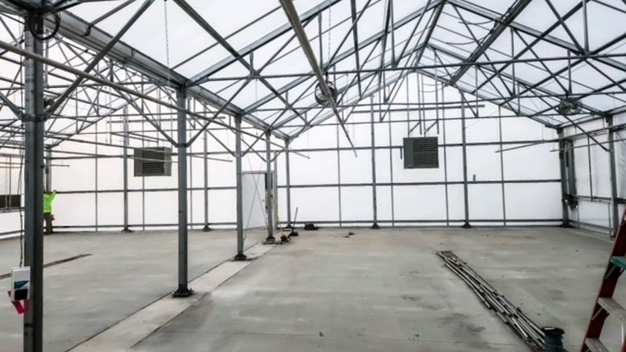 Construction work on a new Indiana University greenhouse build.