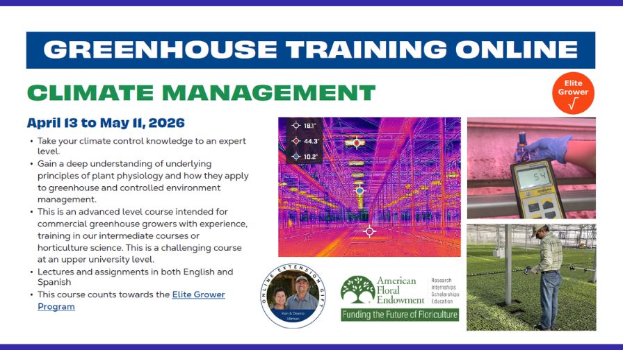 2026 Greenhouse Training Online — "Climate Management".